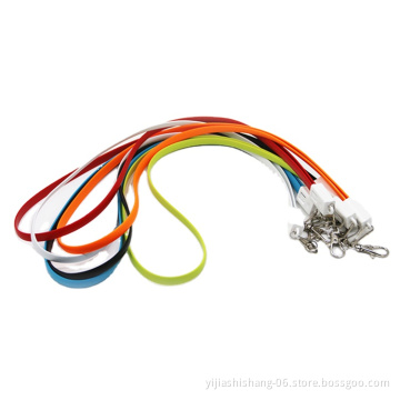 Lady Gaga VIP lanyard charger cable for iphone and android mobile devices customized logo lanyard charging cable 2 in 1